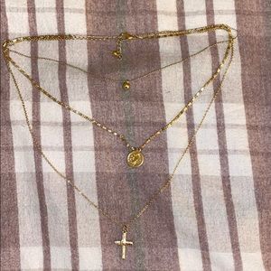 golden three chain necklace